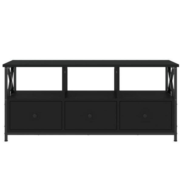 Mueble de TV hierro y madera contrachapada negro 102x33x45 cm M 5