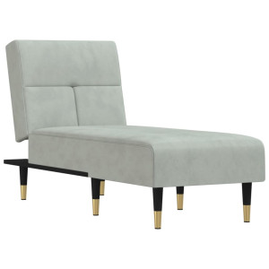 Chaise longue veludo cinzento-claro H