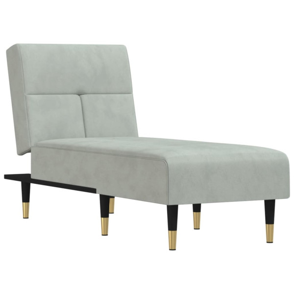 Chaise longue veludo cinzento-claro M 2