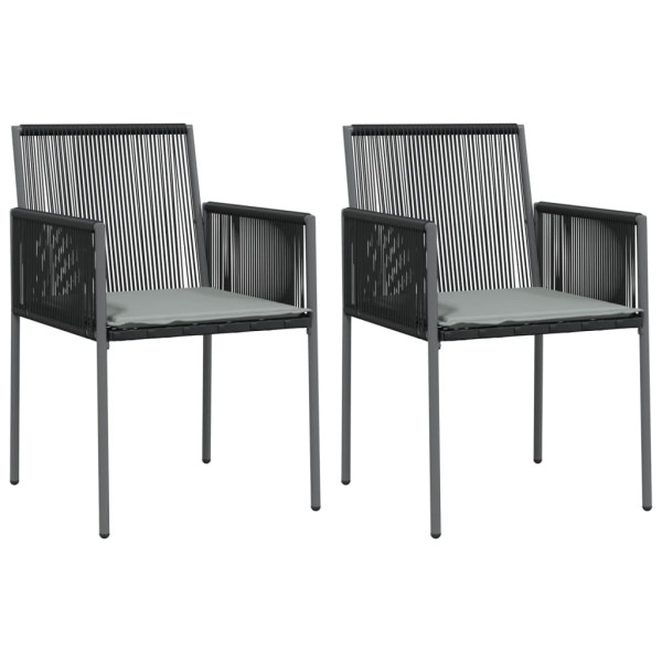 Set comedor jardín 3 pzas y cojines acero ratán sintético negro M 4