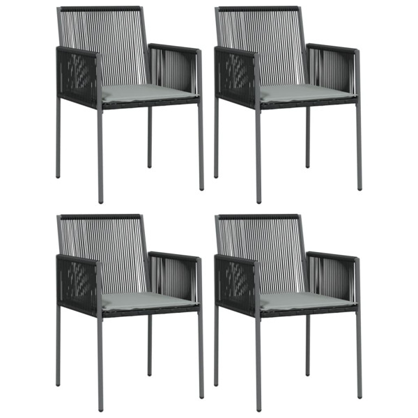 Set comedor jardín 5 pzas y cojines acero ratán sintético negro M 4