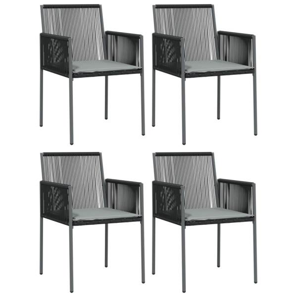 Set comedor jardín 5 pzas y cojines acero ratán sintético negro M 4