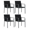 Cadeiras jardim c/ almofadões 4pcs 56x59x84 cm vime PE preto 2