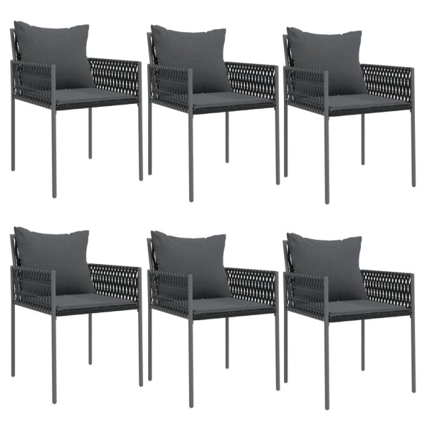 Cadeiras jardim c/ almofadões 6 pcs 54x61x83 cm vime PE preto M 2