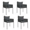 Cadeiras jardim c/ almofadões 4 pcs 54x61x83 cm vime PE preto 2