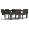 Juego comedor jardín 7 piezas y cojines ratán sintético y acero 2