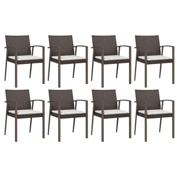 9 pcs conjunto de jantar p/ jardim com almofadões vime PE e aço M 4