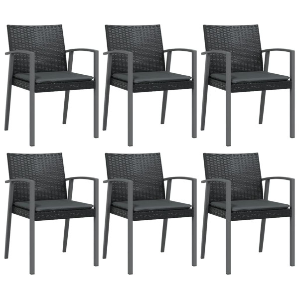 7 pcs conjunto de jantar p/ jardim c/ almofadões vime PE e aço M 4