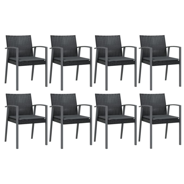 9 pcs conjunto de jantar p/ jardim com almofadões vime PE e aço M 4