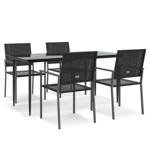 5 pcs conjunto de jantar p/ jardim vime PE e aço H