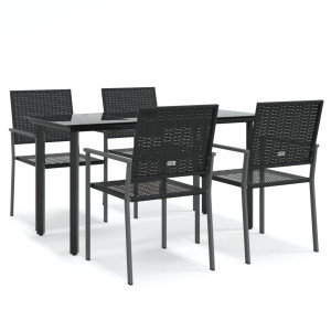 5 pcs conjunto de jantar p/ jardim vime PE e aço H