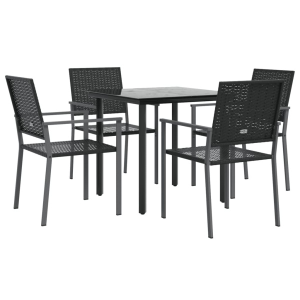 5 pcs conjunto de jantar p/ jardim vime PE e aço M 3