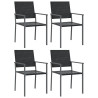 5 pcs conjunto de jantar p/ jardim vime PE e aço 4
