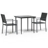 Juego de comedor para jardín 3 piezas ratán sintético y acero 2