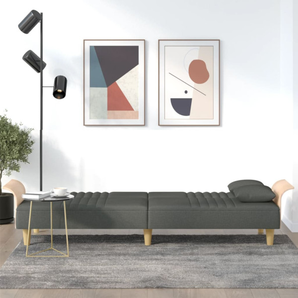 Sofá cama con reposabrazos tela gris oscuro M 3