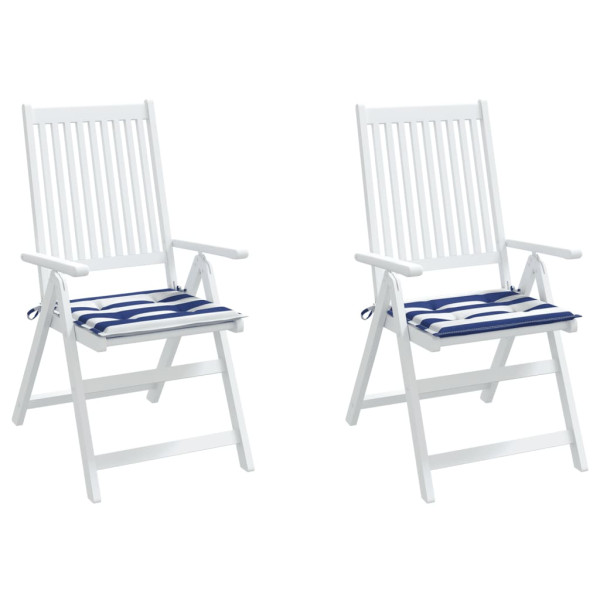 Cojines silla jardín 2 uds tela a rayas azul y blanco 40x40x3cm M 3