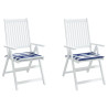 Cojines silla jardín 2 uds tela a rayas azul y blanco 40x40x3cm 3