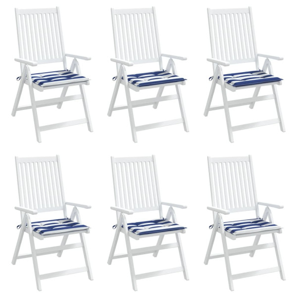 Almofadões p/ cadeira 6pcs 40x40x4 cm tecido riscas azul/branco M 3