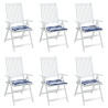 Cojines silla jardín 6 uds tela a rayas azul y blanco 40x40x3cm 3
