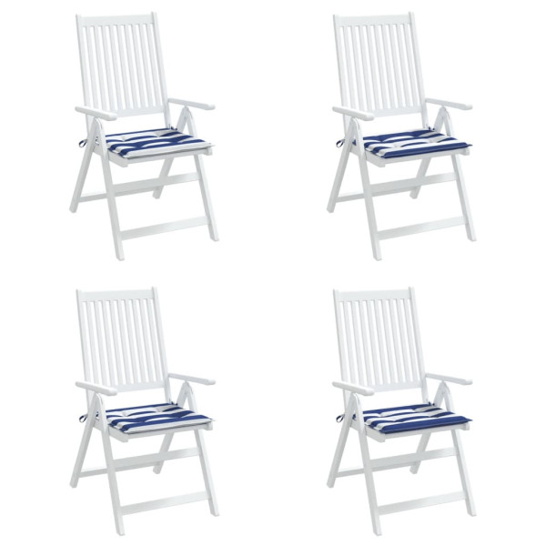 Cojines silla jardín 4 uds tela a rayas azul y blanco 50x50x3cm M 3