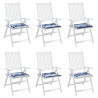 Cojines silla jardín 6 uds tela a rayas azul y blanco 50x50x3cm 3