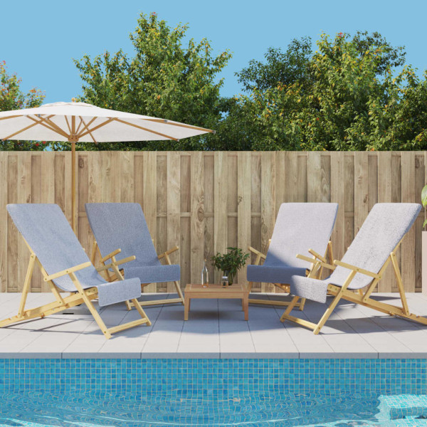 Toallas de playa 4 uds tela gris 400 g/m² 60x135 cm D