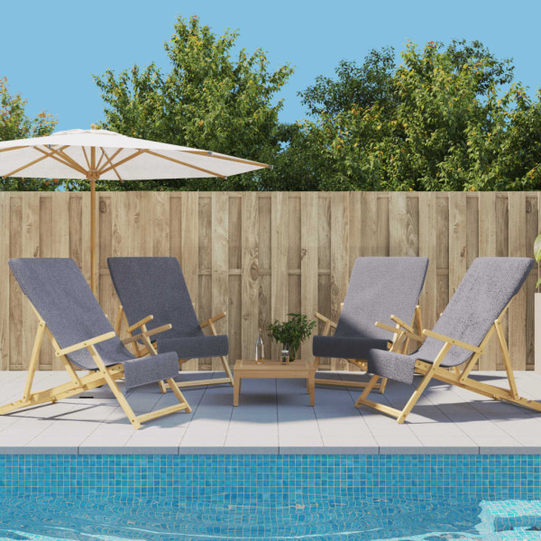 Toallas de playa 4 uds tela gris antracita 400 g/m² 60x135 cm D