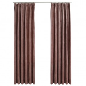 Cortinas opacas ganchos 2 pzas terciopelo rosa viejo 140x175 cm H