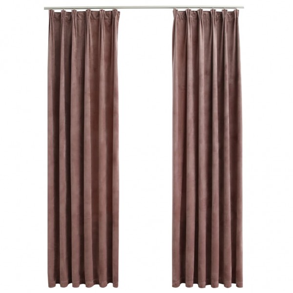 Cortinas opacas ganchos 2 pzas terciopelo rosa viejo 140x175 cm M 2