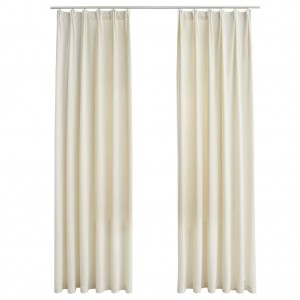 Cortinas blackout com ganchos 2 pcs 140x175 cm veludo cor creme H