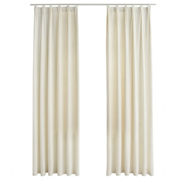 Cortinas blackout com ganchos 2 pcs 140x175 cm veludo cor creme M 2