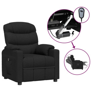 Sillón reclinable eléctrico de tela negro H