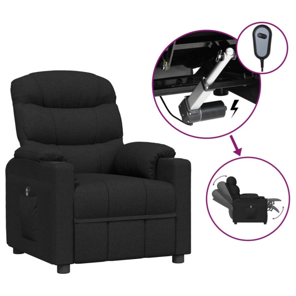 Sillón reclinable eléctrico de tela negro M 2