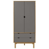 Roupeiro OTTA 76.5x53x172 cm pinho maciço castanho/cinza 3