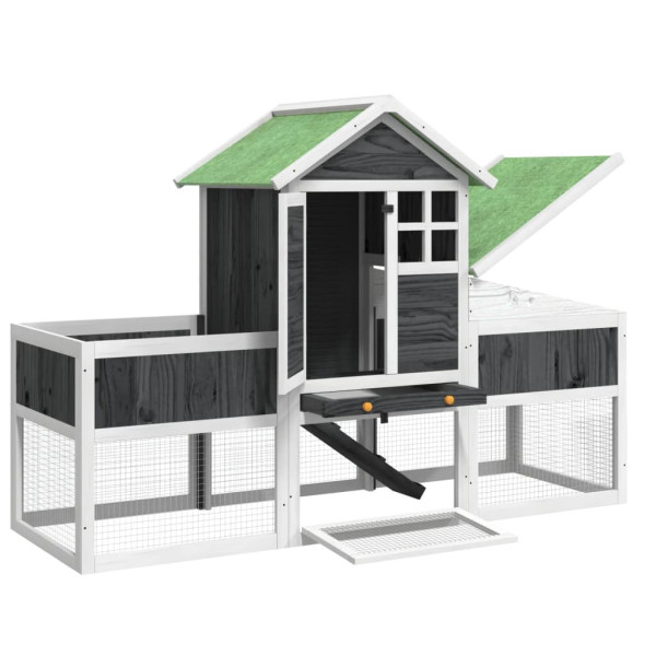 Conejera de madera maciza de pino gris 170x63x113 cm M 5