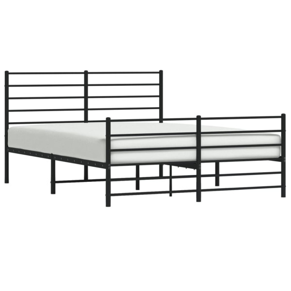 Estrutura de cama com cabeceira e pés 140x190 cm metal preto M 4