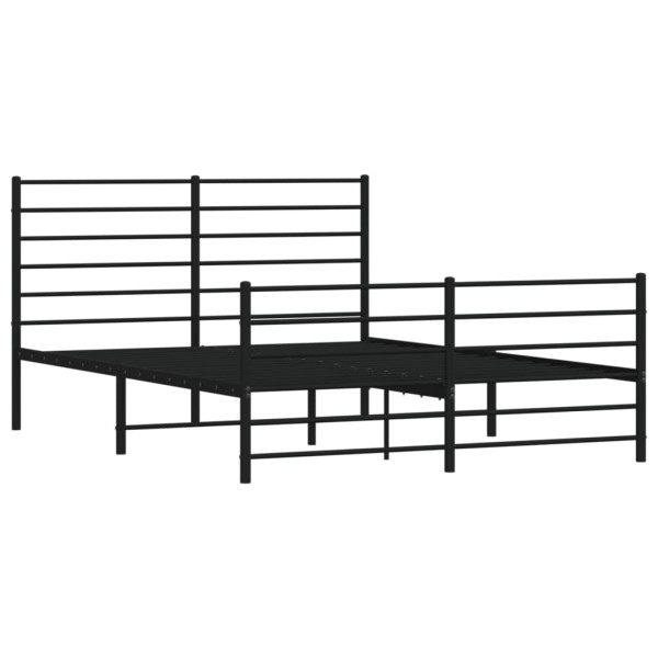 Estrutura de cama com cabeceira e pés 140x190 cm metal preto M 5