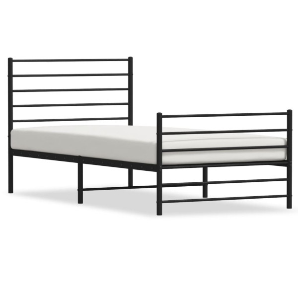 Estrutura de cama com cabeceira e pés 90x190 cm metal preto M 2