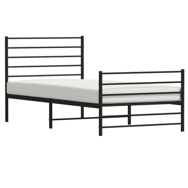 Estrutura de cama com cabeceira e pés 90x190 cm metal preto M 4