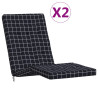 Almofadões p/ cadeira terraço 2 pcs tecido oxford xadrez preto 2