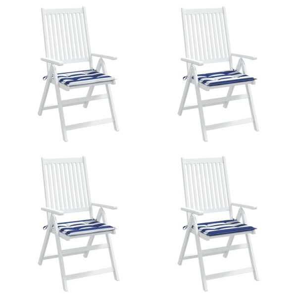 Cojines silla jardín 4 uds tela a rayas azul y blanco 40x40x3cm M 3