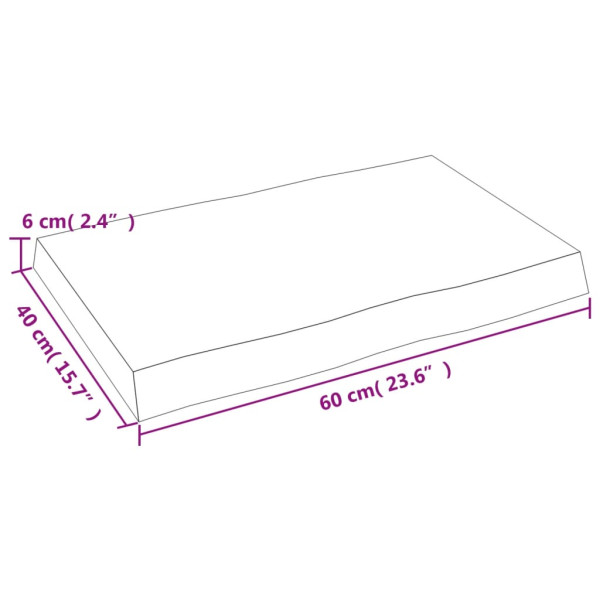 Tablero de mesa madera maciza roble borde natural 60x40x6 cm M 4