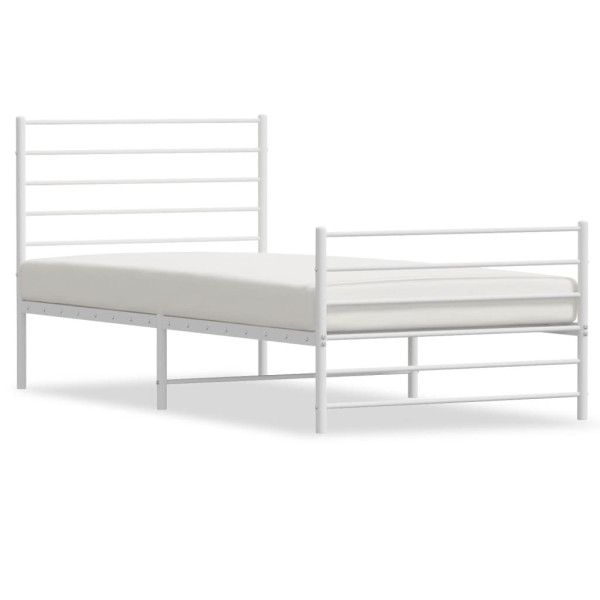 Estructura cama metal con cabecero y pie cama blanca 90x190 cm M 2