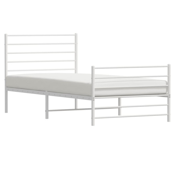 Estructura cama metal con cabecero y pie cama blanca 90x190 cm M 4