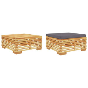 2 pcs conjunto lounge de jardim madeira de teca maciça H