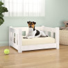Cama para cachorro em madeira maciça de pinho branco 55,5x45,5x28 cm 1