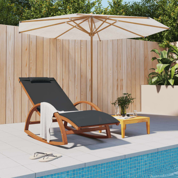 Mecedora de textileno gris y madera maciza de álamo D