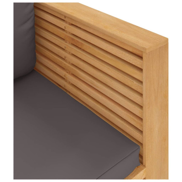 Sillón de jardín con cojines gris oscuro madera maciza teca M 5