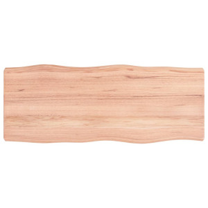 Tablero mesa madera tratada roble borde natural 100x40x6 cm H