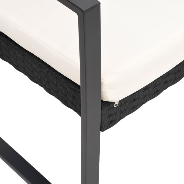 Set comedor de jardín 5 pzas con cojines PP aspecto ratán negro M 4